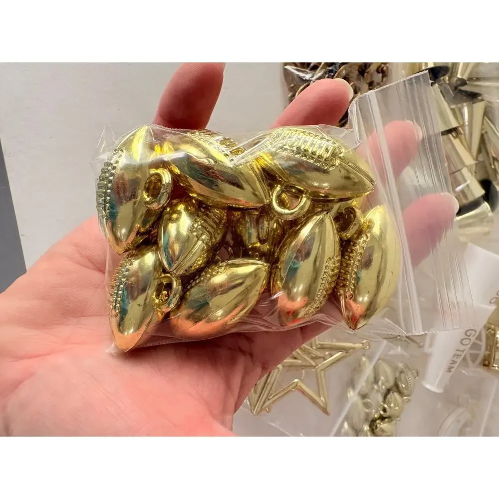 Craft Lot Gold Homecoming Mum Charms Football Stars Megaphones helmets horseshoe
